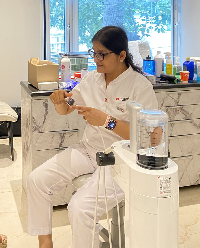 Dr Shikha setting GBT equipment